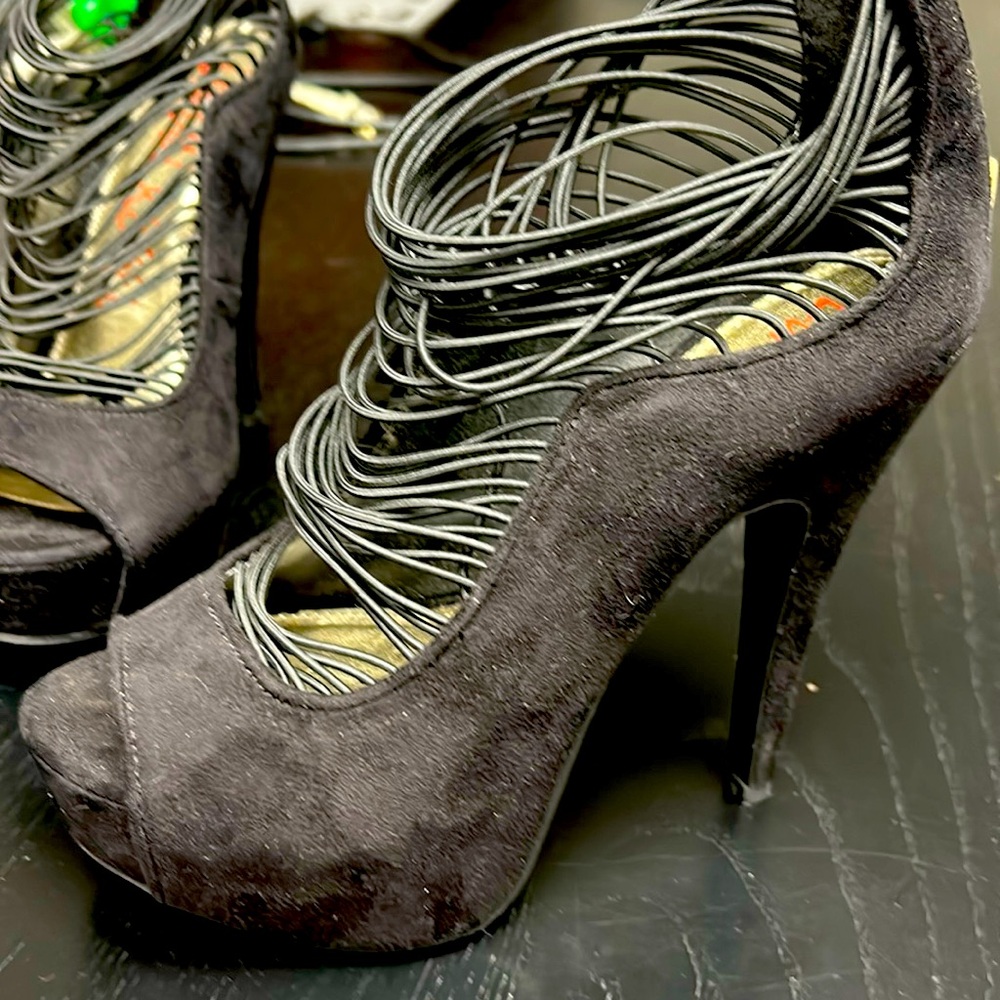 Suede platform heels